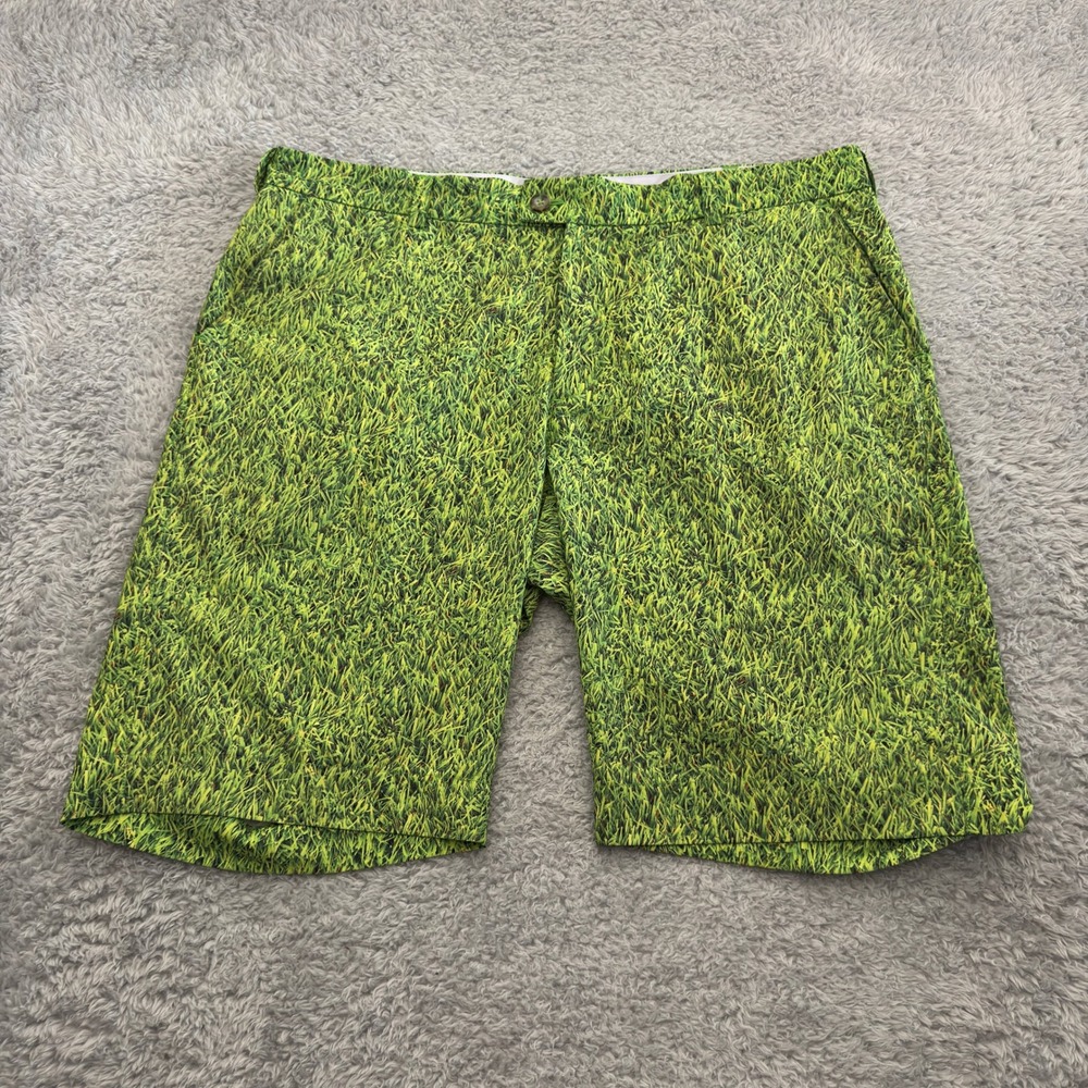 Loudmouth‎ Golf Mens Green Grass Print Performance Shorts Size 38 Golfwear